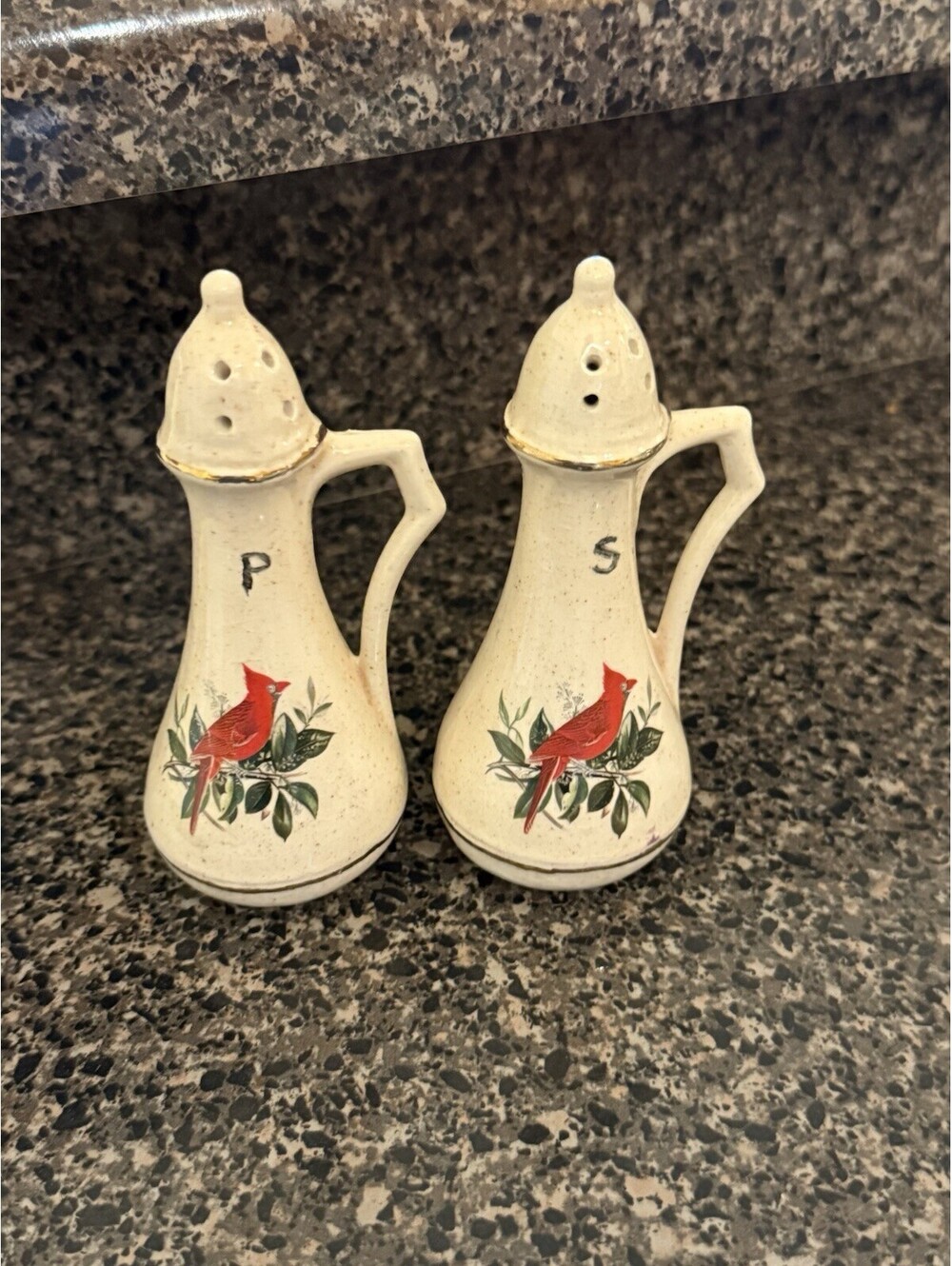 Vintage Cardinal, Butterfly Salt And Pepper Shakers